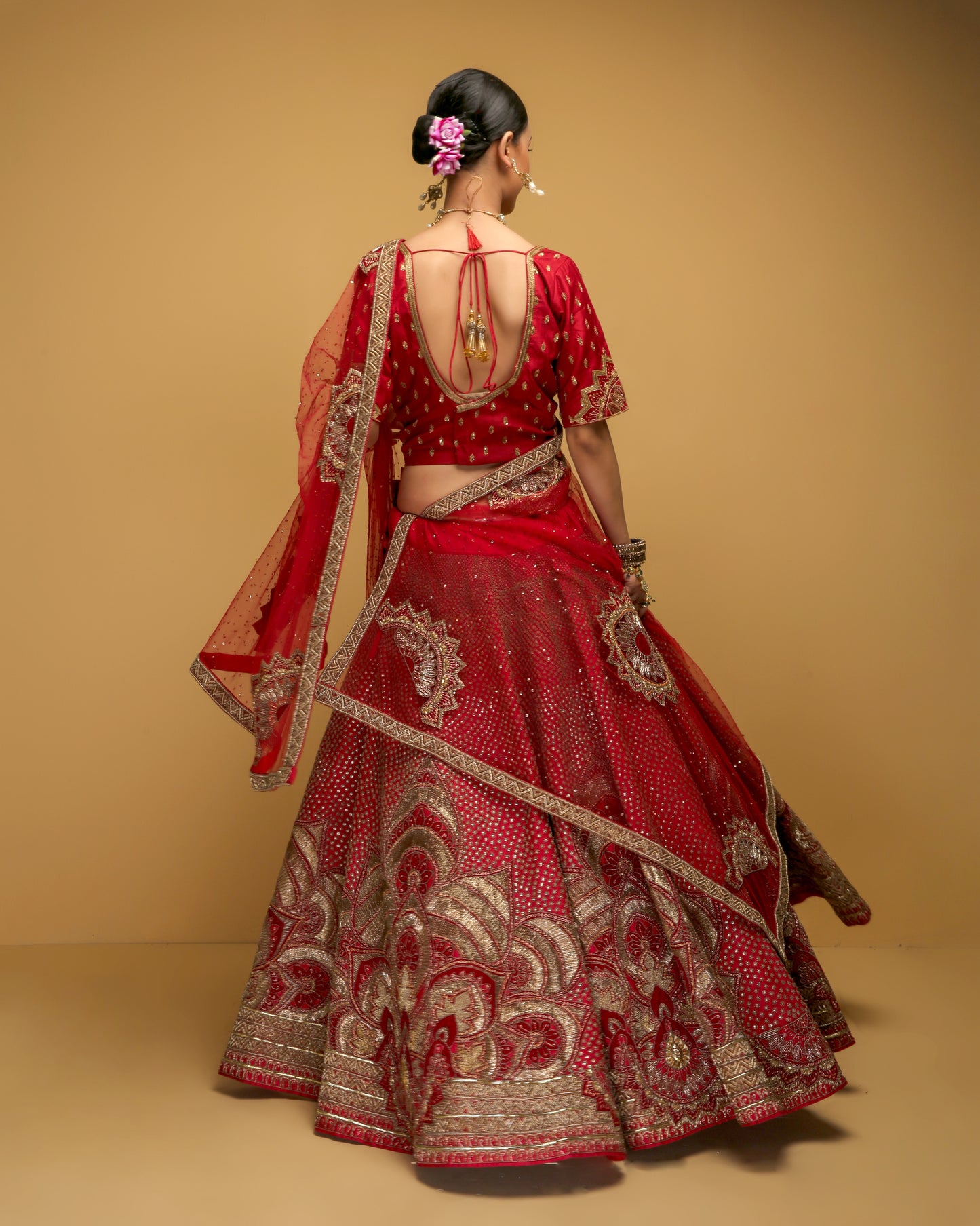 Maroon Dabka Bridal Lehenga Set