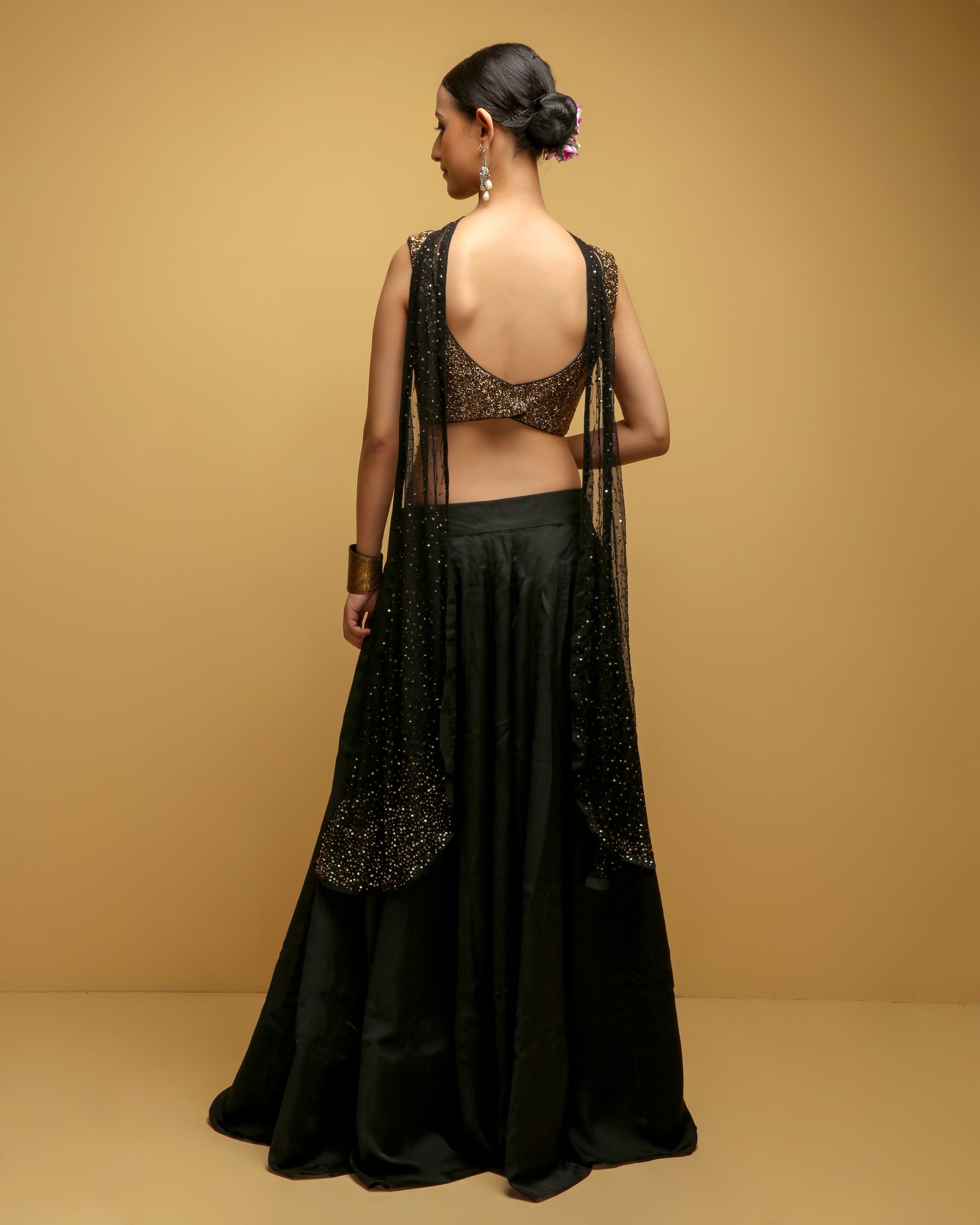 Buy Women Black Embroidered Lehenga Set With Blouse And Dupatta - Feed Luxe  Lehenga - Indya
