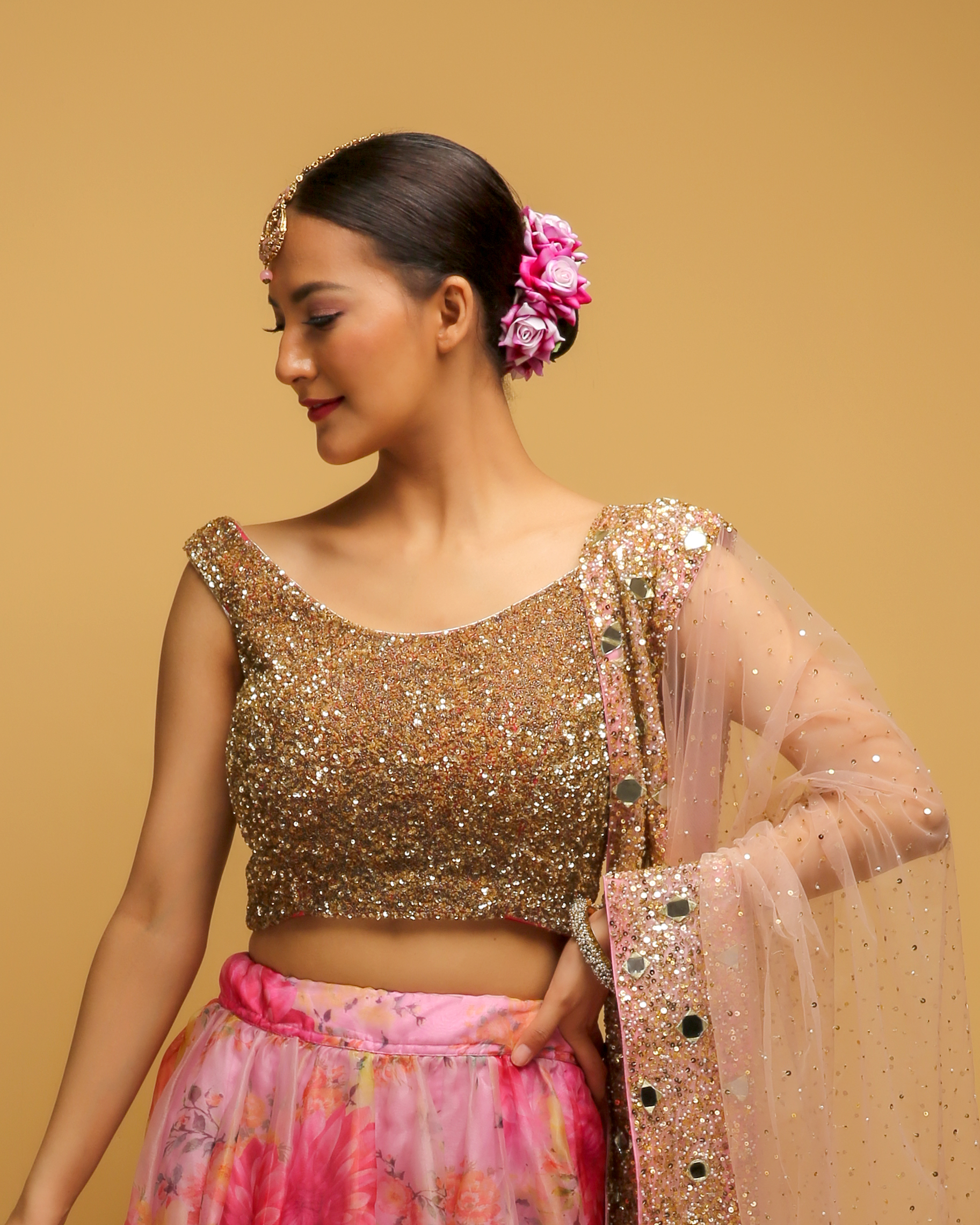 Peach pink silk lehenga with blouse and dupatta – Rimple & Harpreet