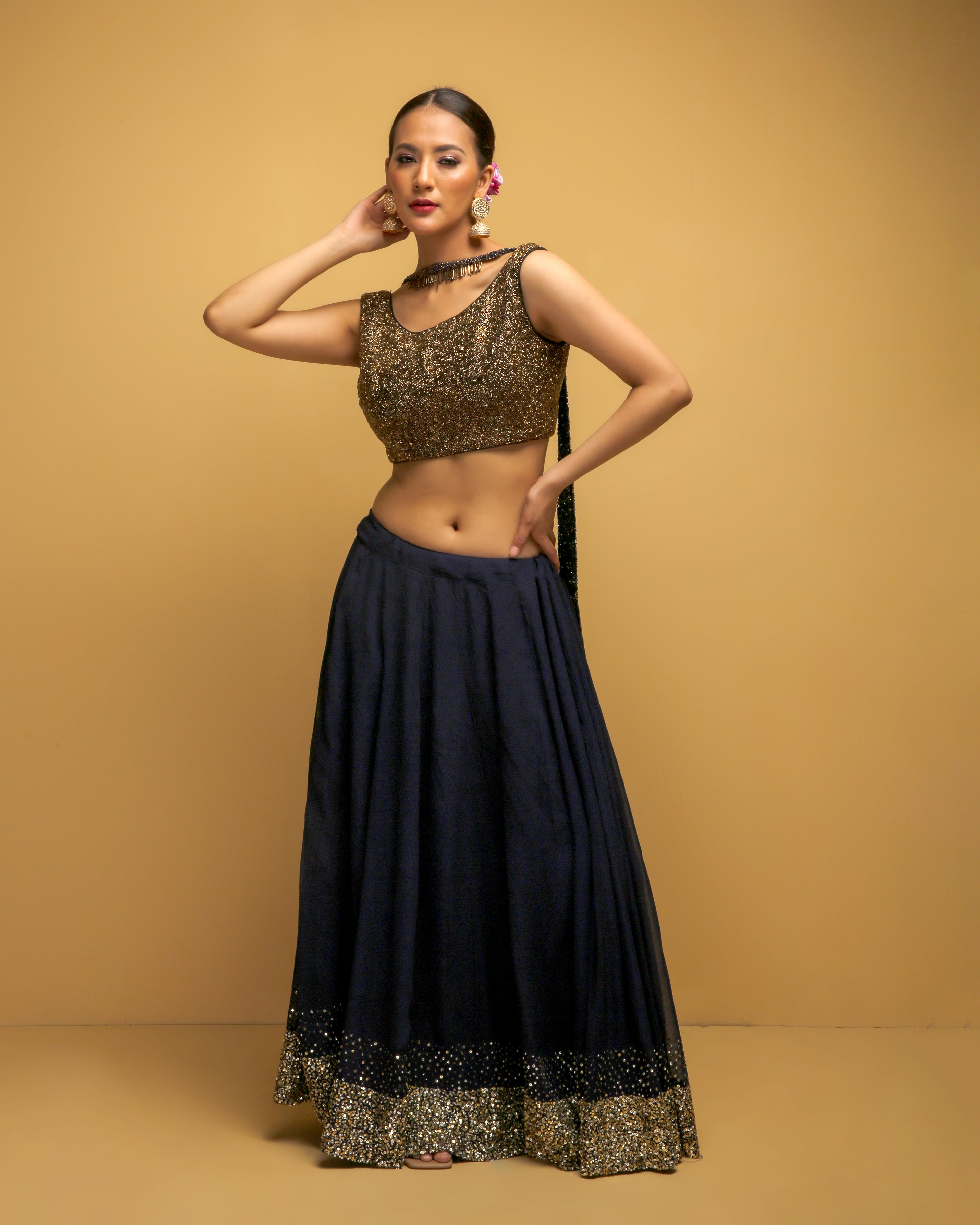 Blue gold hotsell sequin skirt