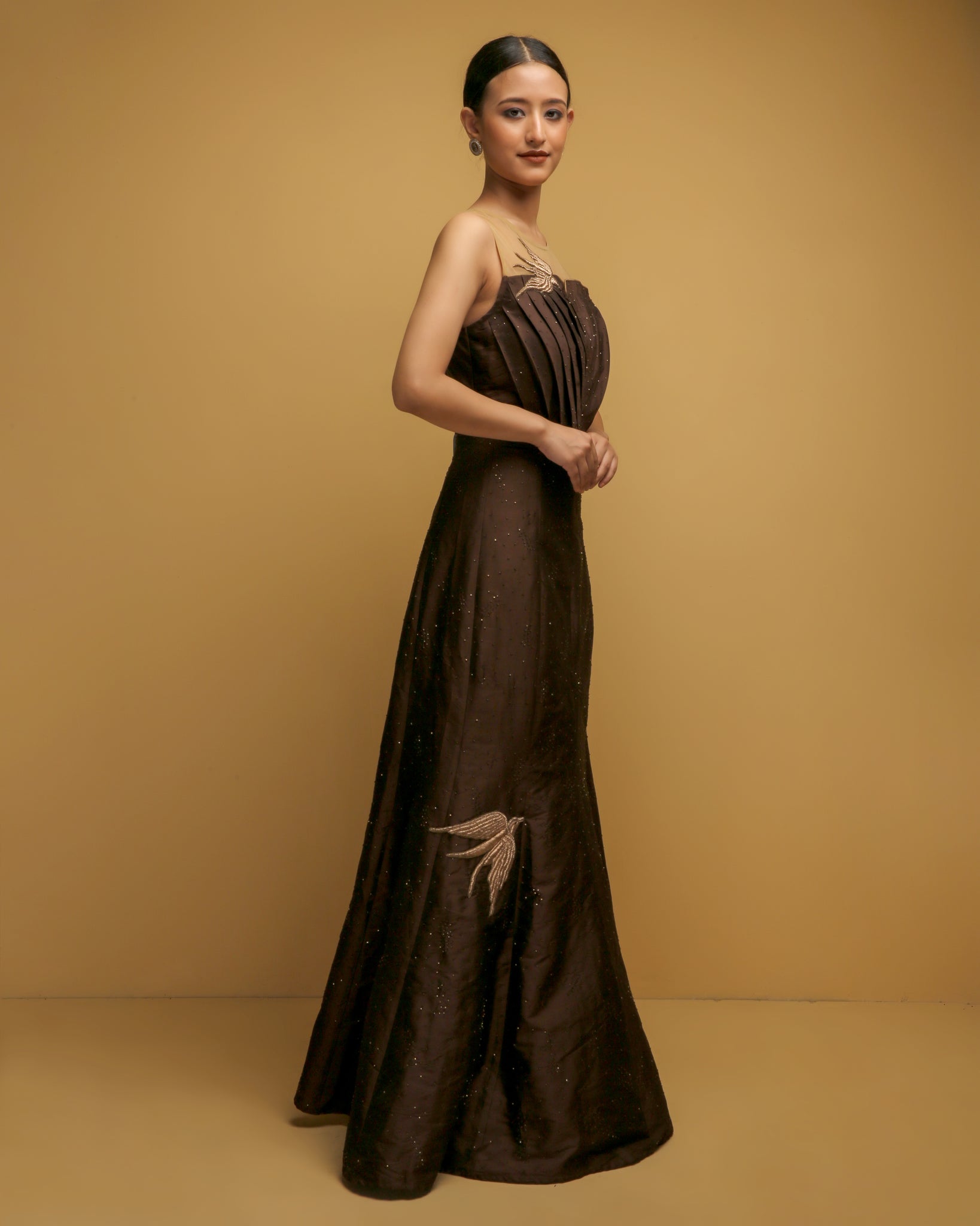 Allura Long Gown - Silk Nightgown with Lace | Julianna Rae